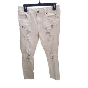 Rue21 Womens Size 30 White Solid Tattered Skinny Jeans